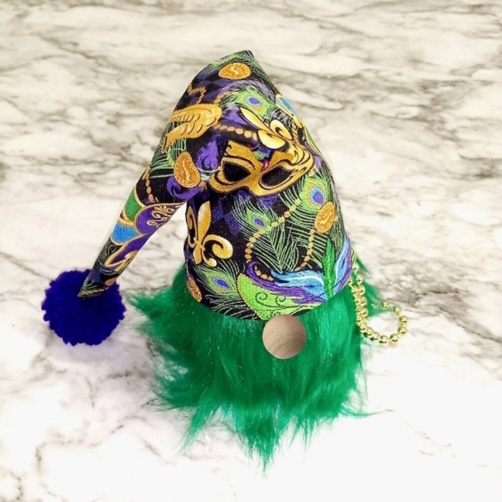 HAND CRAFTED Gnome Mardi Gras Masks Air Freshener Cover Spring Decor Green